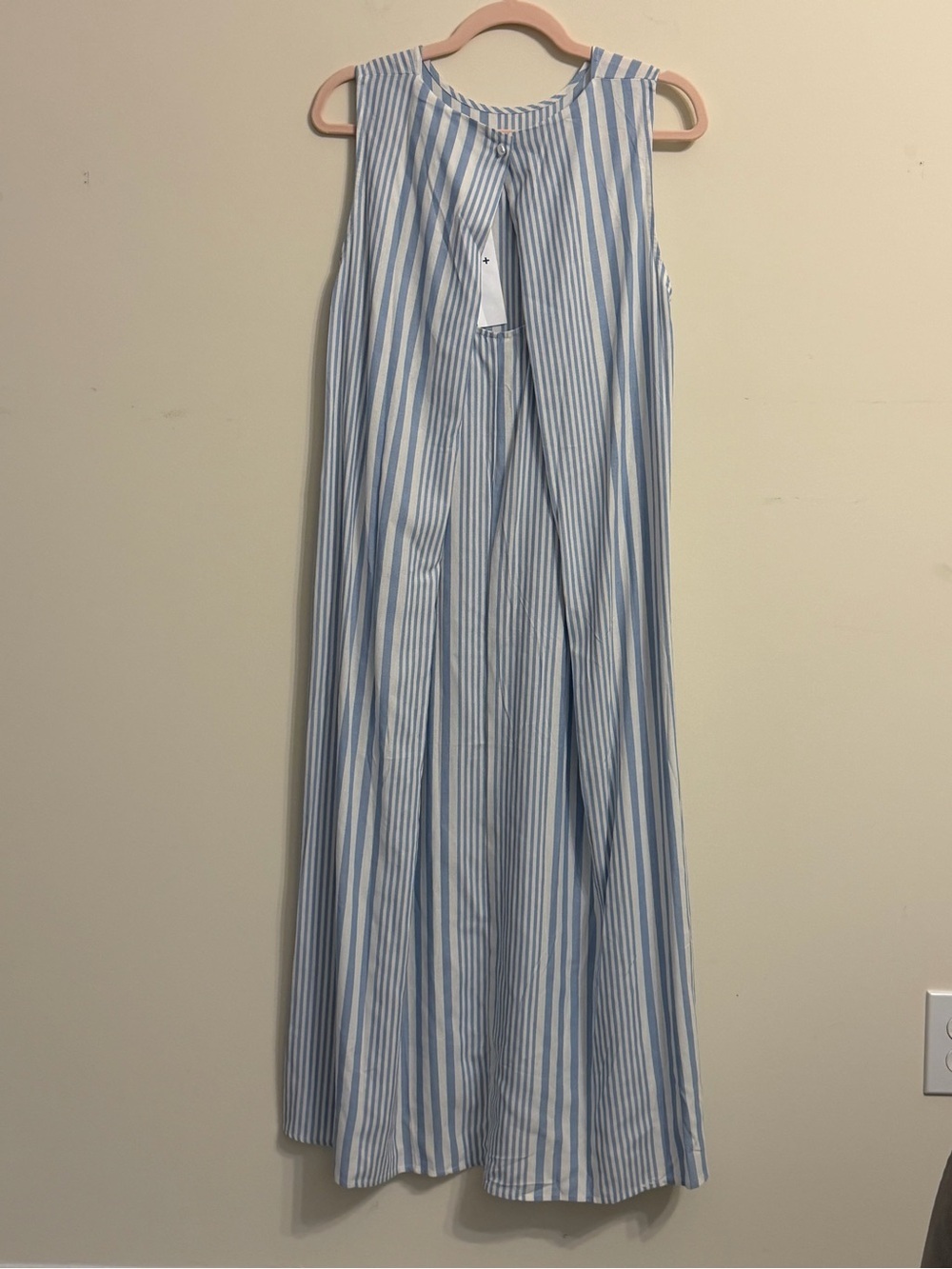 Sleeveless Light Blue & White Striped Maxi Dress - Picture 3 of 4